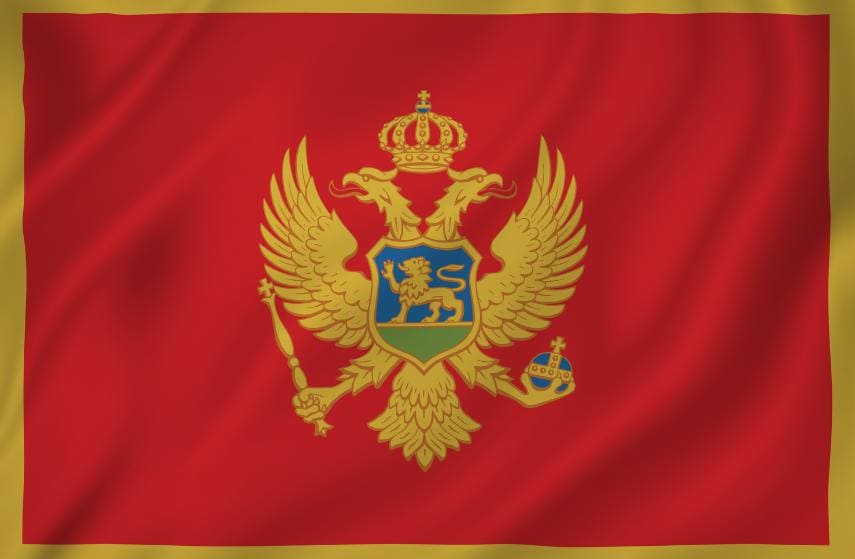 Bandiera Montenegro 45x30 Cm In Poliestere 100D - Bandierina Con Cordicelle Per Interni/esterni, AZ FLAG, Bordi Cuciti E Rinforzati