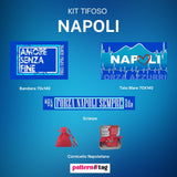 Kit Tifoso Napoli 4 Scudetto 2025 con bandiera , telo mare, sciarpa , cornicello napoletano kit antisfiga