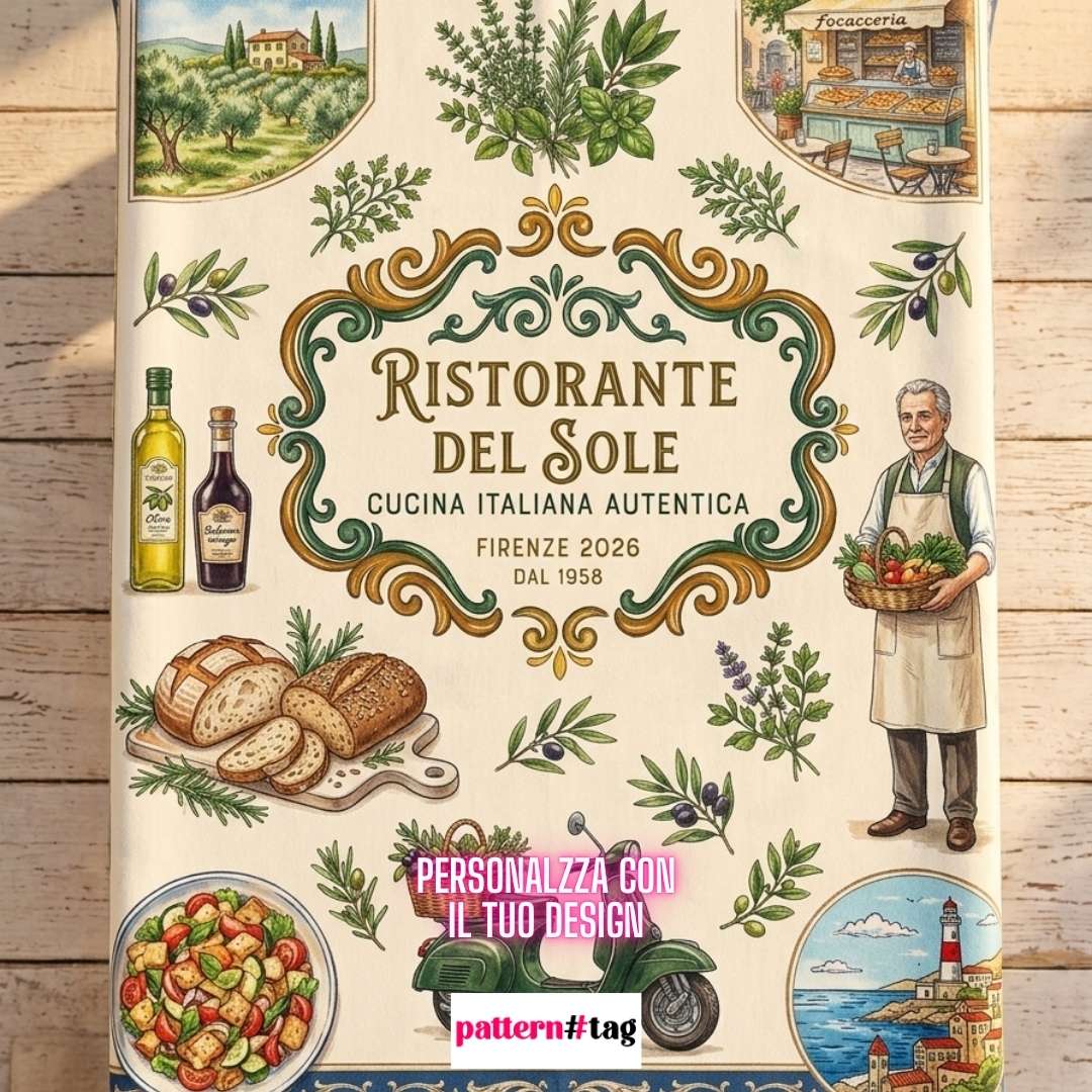 Tovaglia Personalizzata Effetto Lino con Grafica e Logo Personalizzati