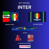 Kit Tifoso Inter Campioni d'Italia con telo mare, bandiera, sciarpa, cornicello porta fortuna