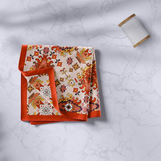 Pochette da uomo Mesmè - Fazzoletto da taschino ethnic beige - Tessuto raso effetto seta