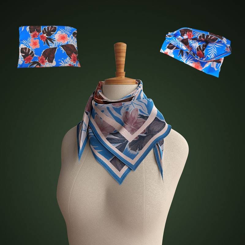 Set Di 2 Sciarpe Quadrate In Raso, Foulard In Poliestere Setoso, Design Classico, Accessorio Elegante Per Donna (90x90 E 70x70 Cm)