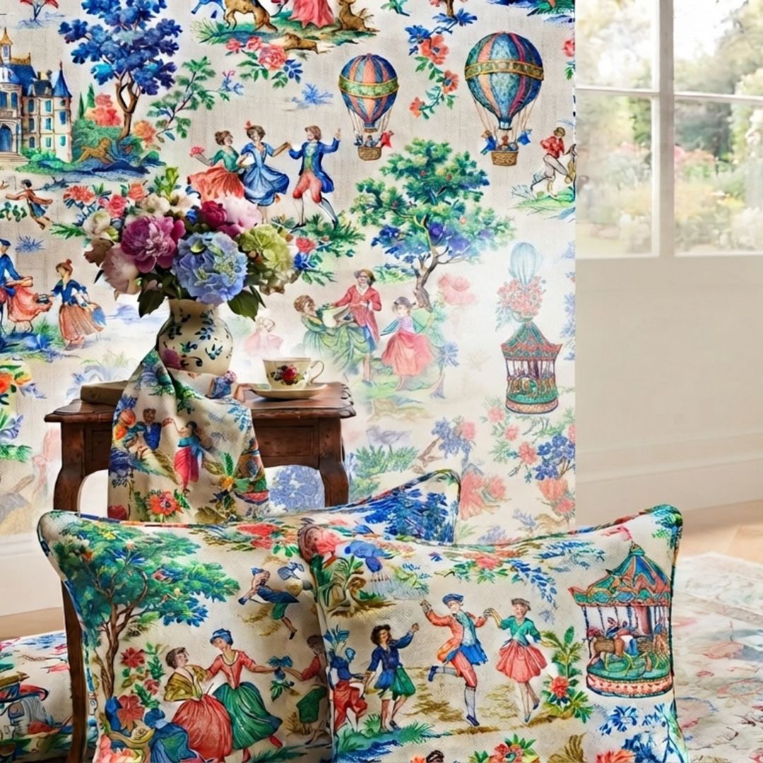 Toile de Jouy a colori brillanti: il fascino di un pattern classico reinterpretato