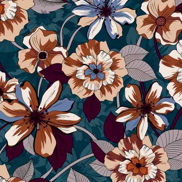 Stampa Surface Pattern design flowers futuristic