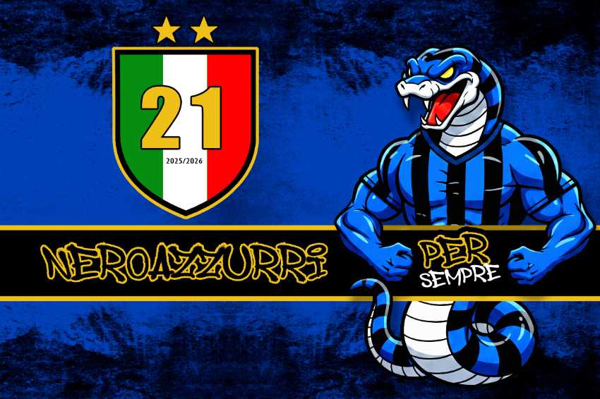 Bandiera Inter 2026 Scudetto Grafica Nerazzurra neroazzurri per sempre