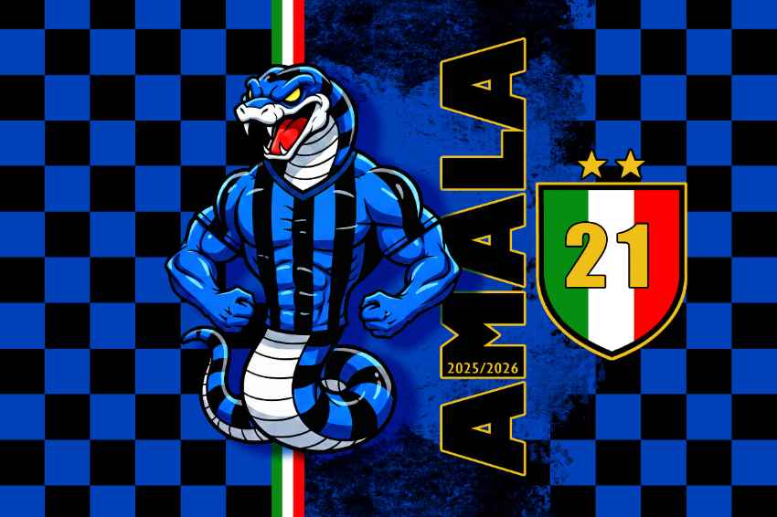 Bandiera Inter Scudetto 2026 Design Nerazzurro amala con serpente