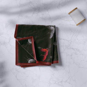 Pochette da uomo Mesmè - Fazzoletto da taschino con fenicotteri nero - Tessuto raso effetto seta