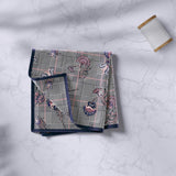 Pochette da uomo Mesmè - Fazzoletto da taschino classico con fiori viola - Tessuto raso effetto seta