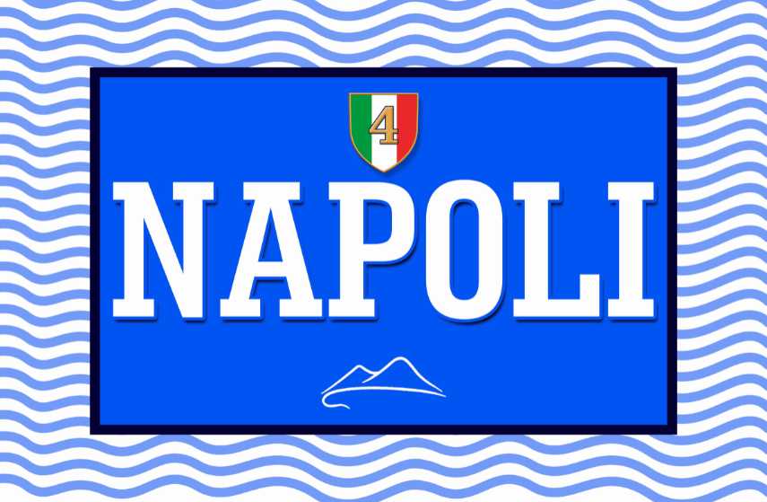 bandiera napoli calcio campione d'italia 4 scudetto con vesuvio