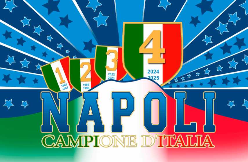 bandiera napoli calcio campione d'italia 4 tricolori