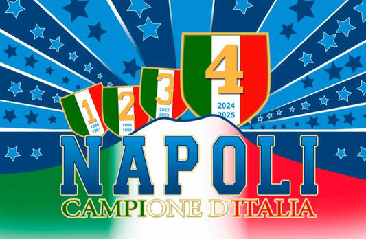 bandiera napoli calcio campione d'italia 4 tricolori