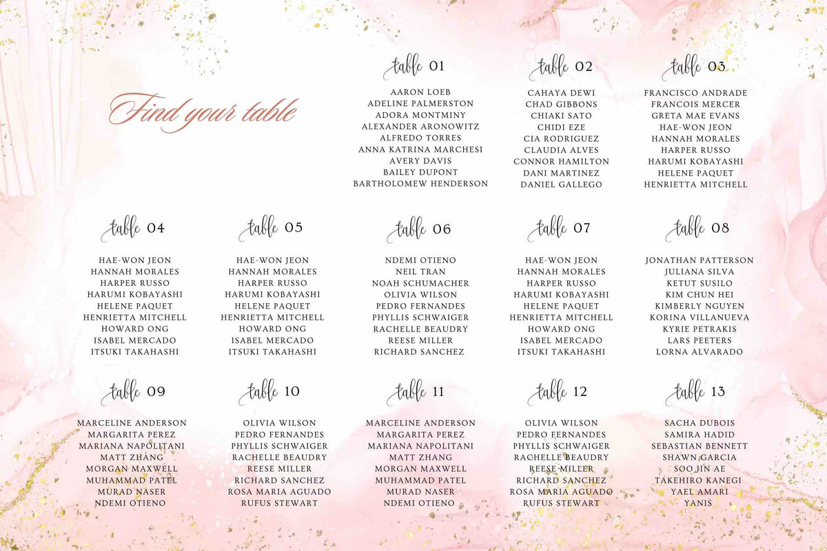 Tableau de Mariage Personalizzato