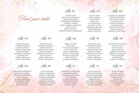 Tableau de Mariage Personalizzato
