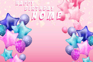Striscione Happy Birthday sfondo rosa