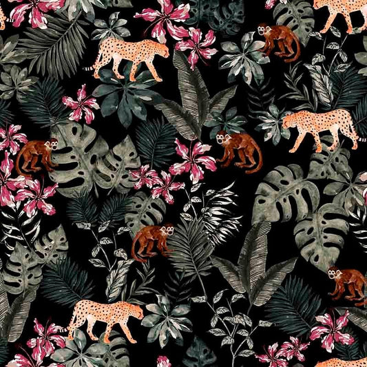 Pattern design tropical animali scimmia leopardo - Patterntag