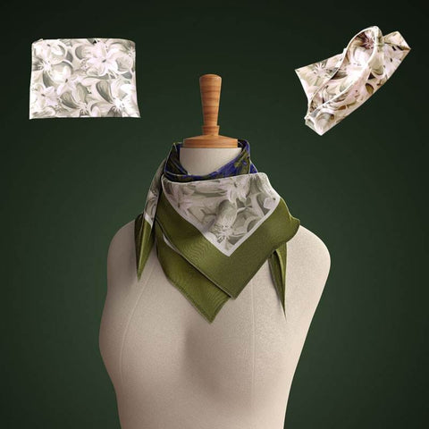 Foulard Sostenibile classico floreale verde