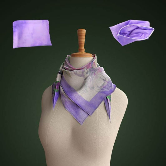 Foulard Sostenibile floreale acquerello viola