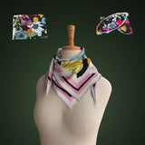 Foulard con fiori grandi rosa