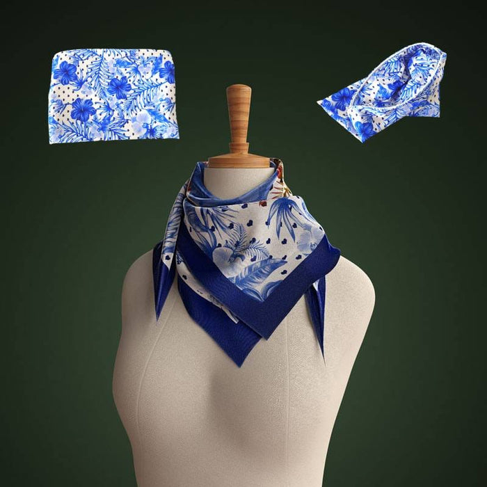 Foulard Sostenibile floreale blu