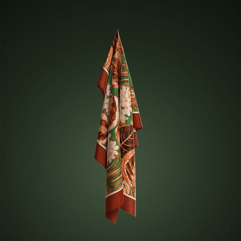 Foulard Sostenibile floreale classico marrone