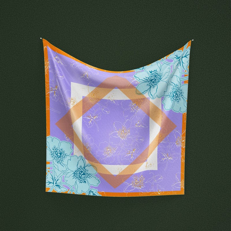 Sciarpa quadrata di raso, foulard, accessori, sciarpa setosa